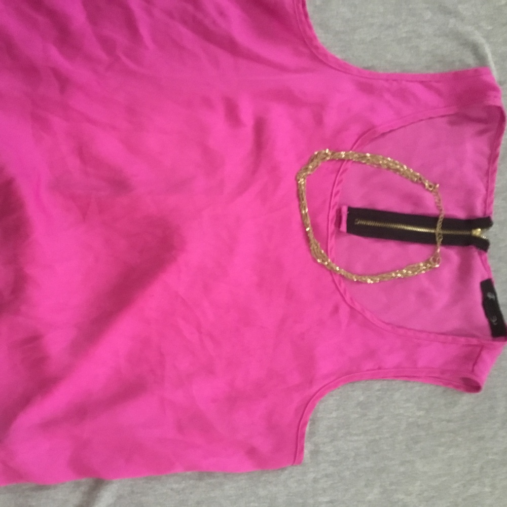 Hot Pink Zip Back Tank Top